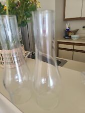 2 CLEAR GLASS KEROSENE OIL LAMP CHIMNEYS  SHADE - 2 7/8