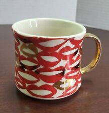 ANTHROPOLOGIE KATE ROEBUCK LIP MUG. GORGEOUS DECALED STONEWARE. NOT MICRO-SAFE. picture