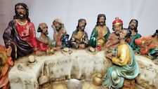 The Last Supper Detailed  Hand Painted Resin Statue on wooden stand curved  picture