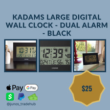 KADAMS Large Digital Wall Clock - Dual Alarm - Black picture