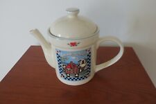 Transfer  Int'l Corp checkerboard Farms cow Pattern Large stoneware Teapot picture