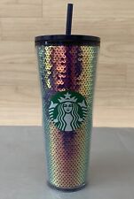 Starbucks 24oz Holiday Dark Dichroic Sequin Scales Cold Cup Venti Tumbler  picture