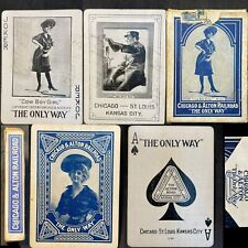 c1903 Rare Chicago & Alton Railroad Playing Cards Partial 50/52+ 2 Jokers & Box picture