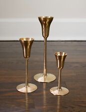 Set of 3 Graduated Brass Candlestick Holders by Ensco Imports picture