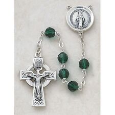 Needzo NMC .925 Silver LocLink 7MM Emerald Crystal Bead Miraculous Mary Rosary picture
