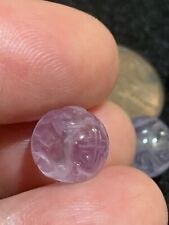 One Vintage Carved Chinese Bead Purple Lavender Amethyst Double Shou 10mm Round  picture