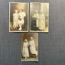 Antique Vintage Postcard Lot 3 RPPC Children First Communion Girls International picture