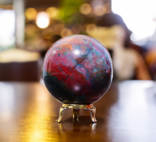 Unique Bloodstone Sphere 70mm  Vibrant Red Healing Crystal Ball Chakra Alignment picture