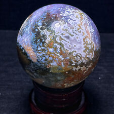 TOP 423G Natural Polished Moss Agate Crystal Sphere Ball Healing A373 picture