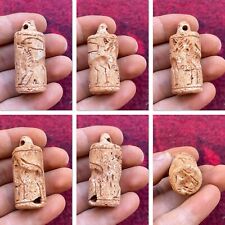 Unique Antique Near East Old Stone Cylinder Bead Seal Pendant picture
