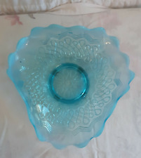 Antique Jefferson Glass Blue Opalescent Bowl Candy Dish Many Loops Pattern  picture