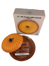 Vintage Pumpkin Pie Dish & Lid By Sanor Ceramica 12