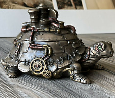 Custom Made Steampunk Turtle With Trinket Box Figurine Abstract Statue Décor picture