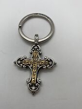 RETIRED BRIGHTON CROSS TWO TONE DESIGNER KEYCHAIN CRYSTAL HIGH QUALITY picture