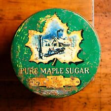 VTG Antique Vermont Maple Syrup Tin 6” Sugar House Sap Buckets Sleigh & Horse picture