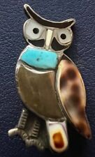 Zuni attr. Blake & Velma Lesansee Owl Channel Inlay Pin Brooch Book Piece picture