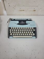 Rare BLUE Vintage 1967 Olympia SF Deluxe Grey Portable Manual Typewriter & Case picture