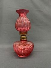 Antique Cranberry Hobnail Oil Lamp with P & A Burner; Smaller Size picture