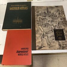 World Atlas Bundle 3 Large Books Nice Vintage 1957 58’ 73’ Nat Geo Nice Coloring picture
