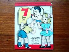 Collectible Rare Scarce Vintage 1940s Superman Inc. 7 Year Old's Birthday Card picture
