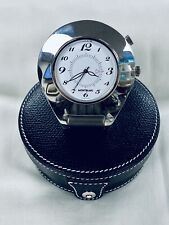 Mont Blanc Pix Chrome Quartz Travel Clock ref: 7054 In Black Leather Case picture