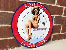 Winchester  Fishing Lures Lure Vintage Style Round Metal Sign Ammunition Rifles picture