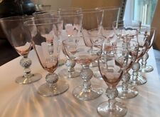 Morgantown Golf Ball Pink Hand Blown  Glassware Discontinued Lot  14 Pieces picture