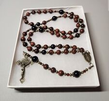 Large One Of A Kind Hand Crafted Rosary Made With Mahogany Obsidian And Onyx picture