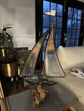 1960s 28” Copper Brass Metal Sailboat Boat Nautical Maritime Sculpture picture