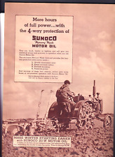 Print Ad 1936 Sunoco Motor Oil 8inx11in Vintage Steel Wheeled Tractor Plowing picture