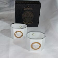 pre-loved VERSACE x ROSENTHAL bone china GORGONA napkin rings PAIR w/boxes MINT picture