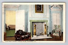 Alexandria VA-Virginia, Historic Carlisle House, Blue Room, Vintage Postcard picture