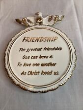 Vintage “AS CHRIST LOVED US” Ceramic Friendship Wall Plaque w/ Eagle 7.5”x6