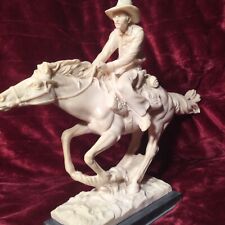 A. Santini Pony Express Cowboy Horse Sculpture. Signed. 16”X12.5”Heavy  picture