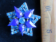 Magnificent Czech Vintage Glass Rhinestone Button   Turquoise & Blue picture
