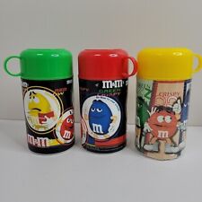 M&M Crispy Set of 3 Green Red Yellow Insulated Thermos Mars 2002 Never Used picture
