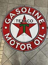 Antique style porcelain look Texaco oil dealer service gas station large sign picture