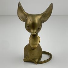Vtg Solid Brass Mouse Large Ears Paperweight Sculpture Figurine MCM Patina 5