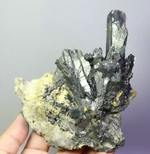 1.64lb Natural Shiny Special Shaped Stibnite Crystal Cluster Mineral Specimen picture