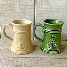 Alexander Keith's Fine Beer Pottery Mugs Green & Yellow Set/2 picture
