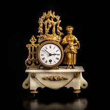 Antique Vintage French Gilt Marble Mantel Clock picture