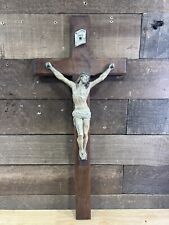 Antique Cast Metal Crucifix Jesus Wall Hanging Cross  picture