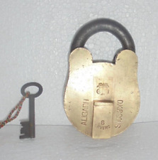 Vintage Big Solid Heavy Tree Engraved Mark Handcrafted Brass Padlock picture