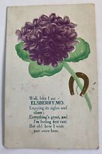 Vintage Postcard c1908 ~ Floral I Wish You Were Here Poem ~ Elsberry Missouri MO picture