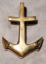 Brass Nautical Anchor Clip Paperweight Sailor Decor Ship Yacht Vintage R.O.C 4x3 picture