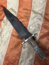 ULTRA RARE CIVIL WAR CONFEDERATE CS SOUTHERN OFFICER ELK BONE HANDLE BOWIE KNIFE picture