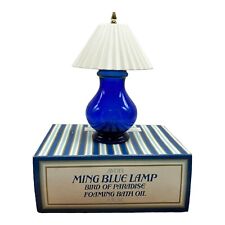Avon Ming Cobalt Blue Lamp Decanter Charisma Bath Oil Glass EMPTY Bottle Box picture