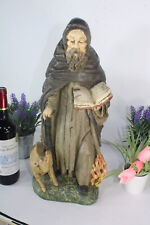 XL French antique ceramic chalk saint anthony abt pig statue figurine religious picture