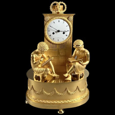 Exquisite French Empire Style Gilt Bronze Table/Mantel Clock: Circa 1800-1810 picture