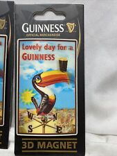 Guinness Embossed Fridge Magnet 3D Effect Pints 2' x 2.25' Tucan Weather Vane picture